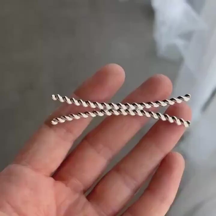 silver twisted double half round band