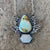 turquoise and moonstone  necklace made with flowering prickly pear casting